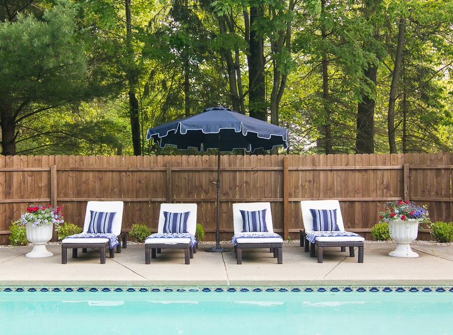 Navy and White pool furniture 