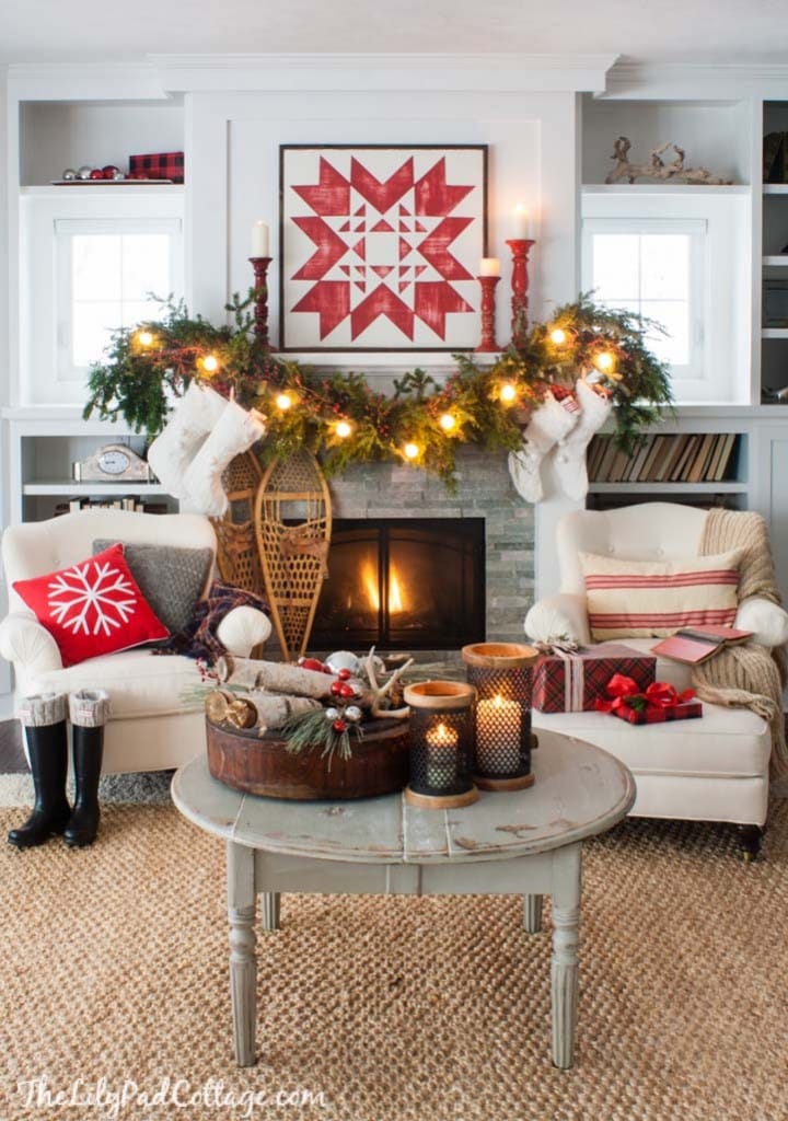 Christmas mantel red and white