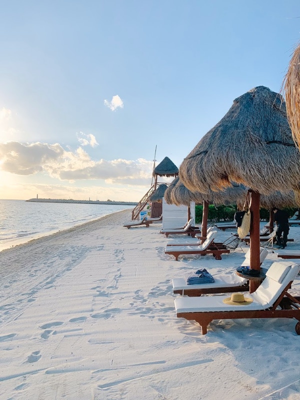 Playa Mujeres beach chair overlooking ocean in Mexico